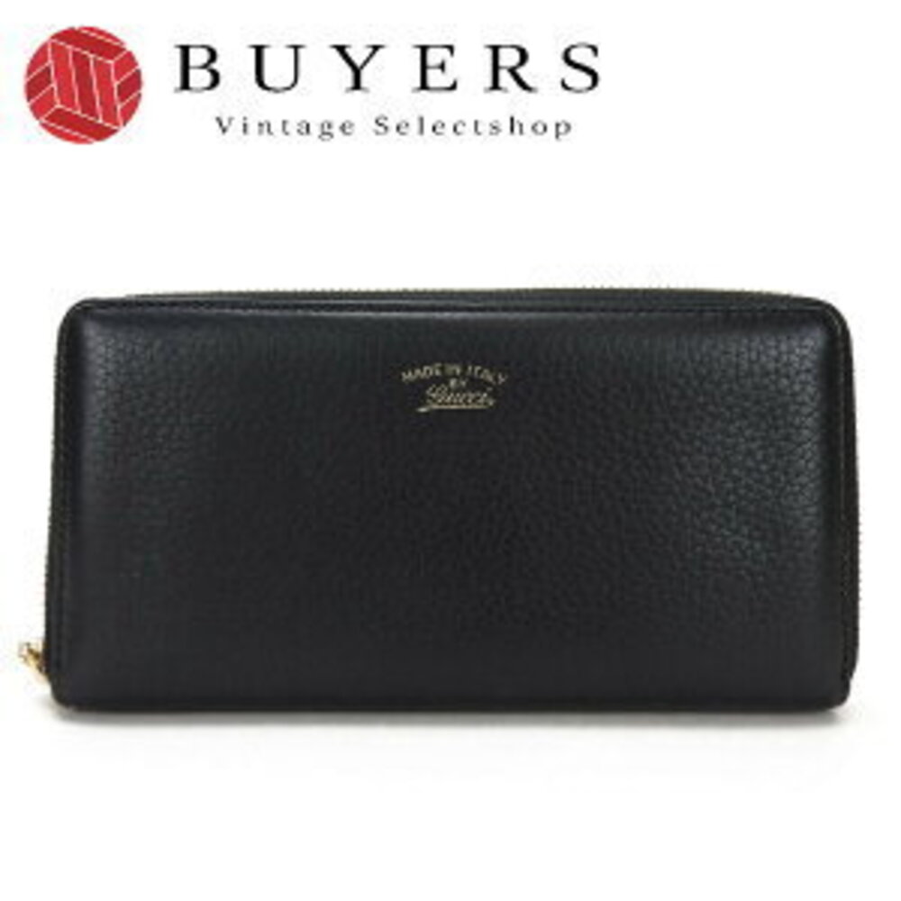 Gucci Zip Around Long Wallet Black Leather Bamboo Tassel